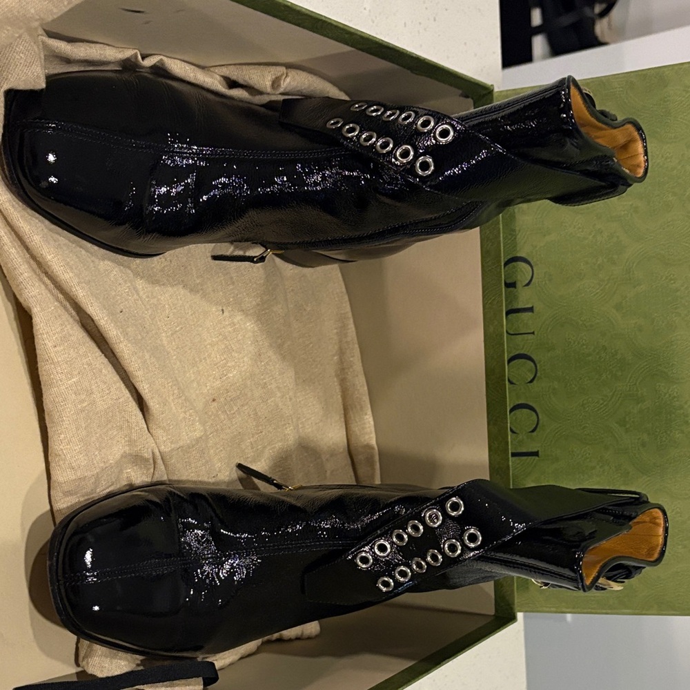 Gucci Mens Patent Leather Boots